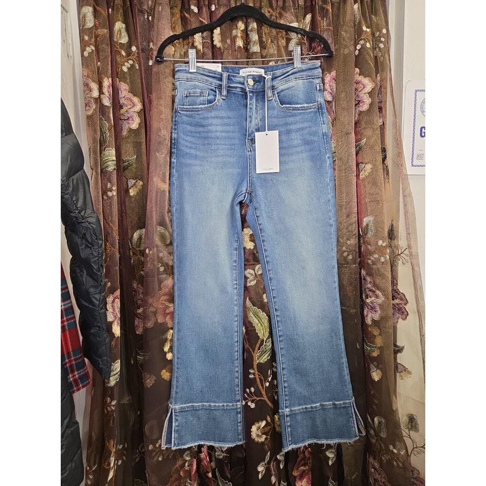 Flying Monkey High Rise Kick Flare Size 26 Side Slit Crop Jeans